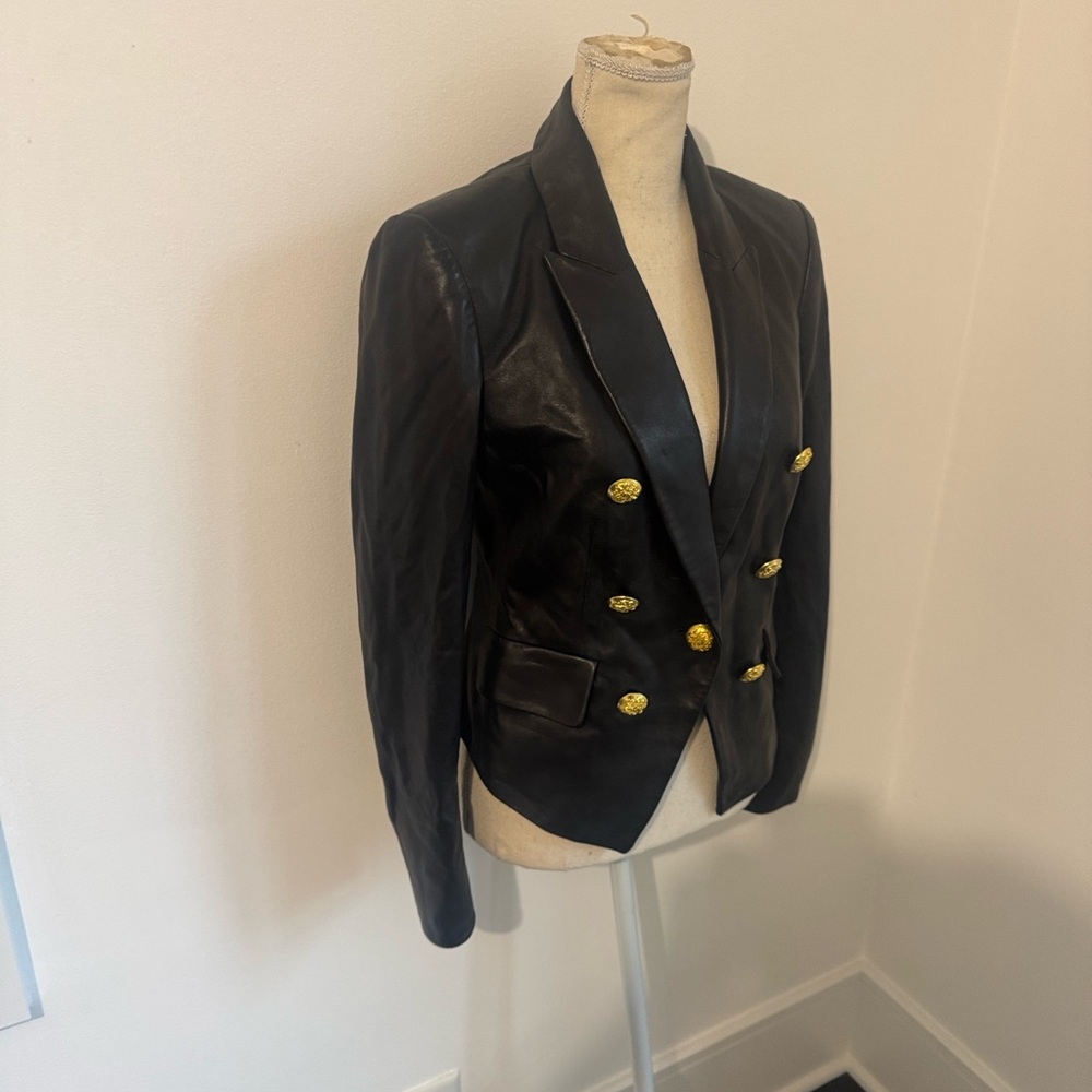 Veronica Beard Black Leather Blazer - Picture 7 of 14
